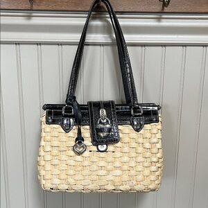 Brighton Black and Tan Woven Handbag
